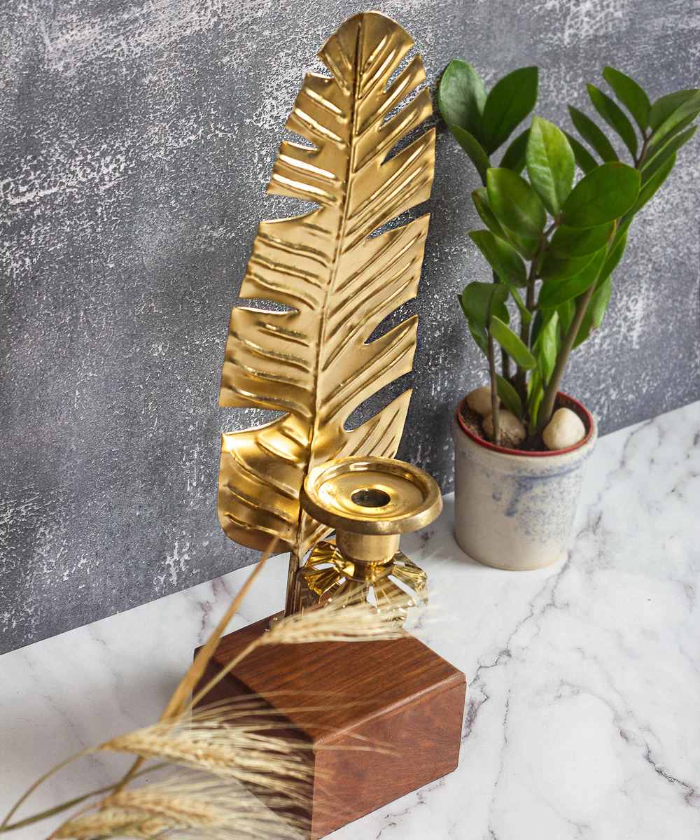Metal Leaf Candle Stand - Image 2