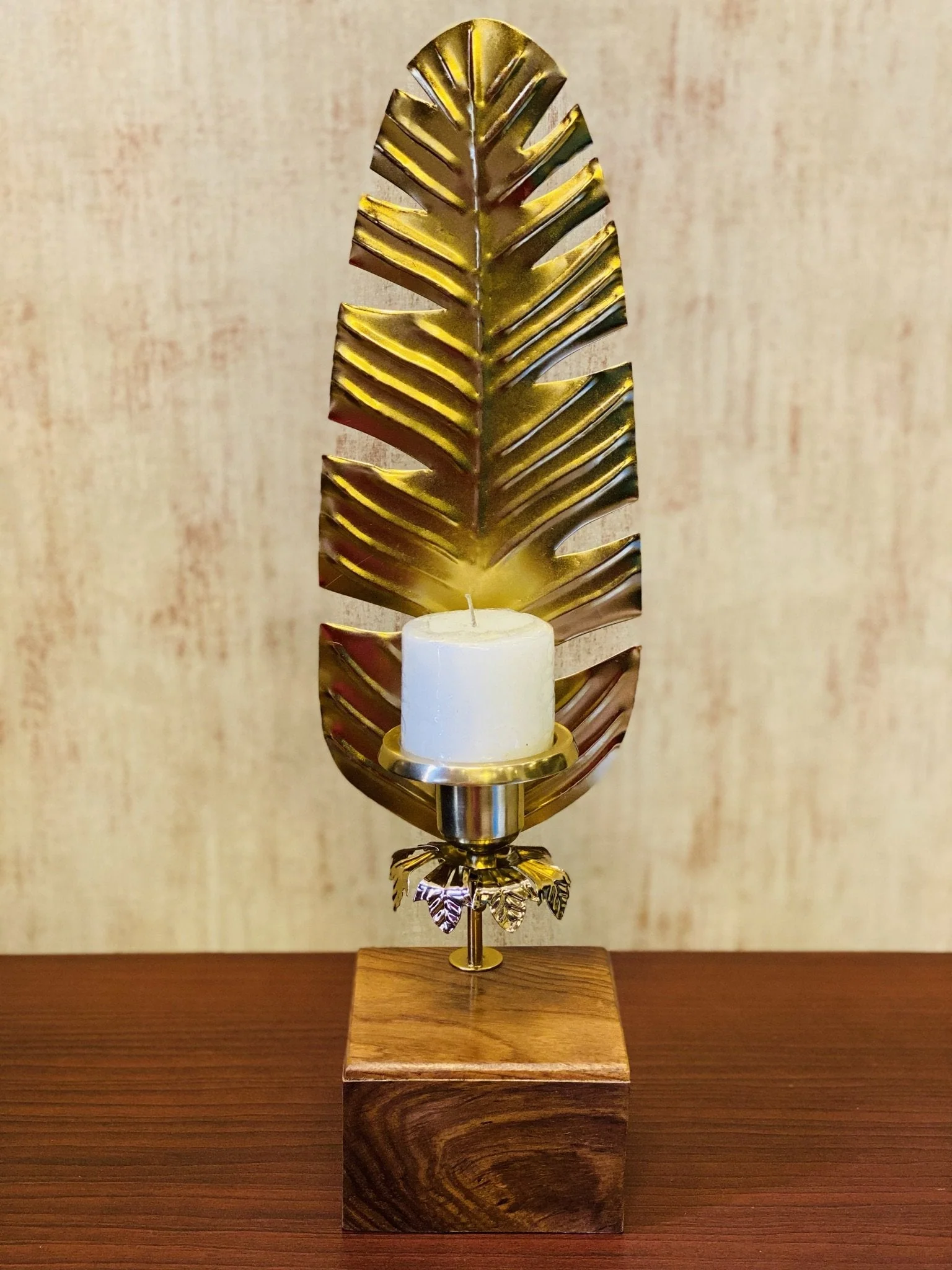 Metal Leaf Candle Stand - Image 4