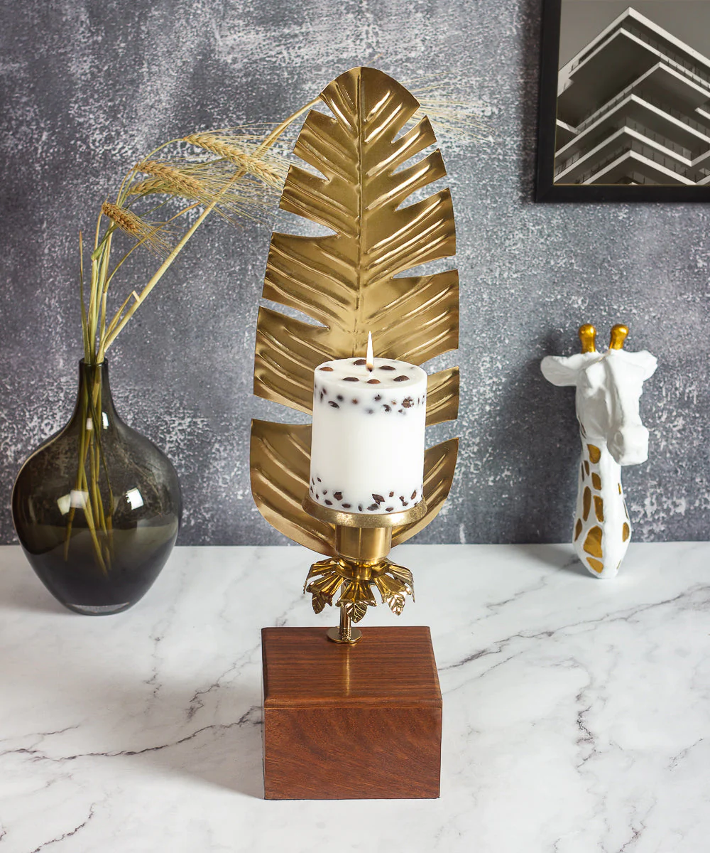 Metal Leaf Candle Stand - Image 5