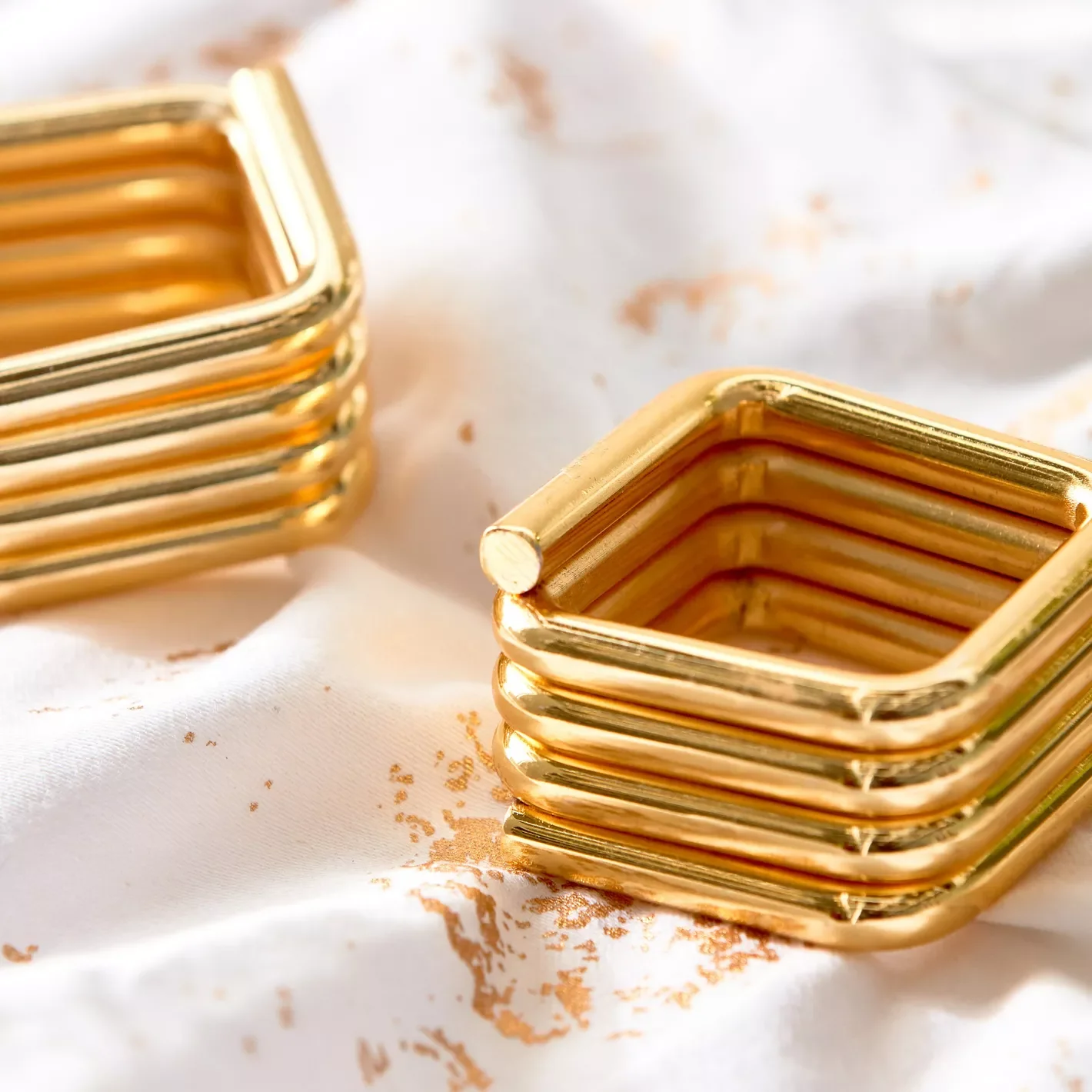 Metal square Napkin Ring - Set of 4 - Image 2