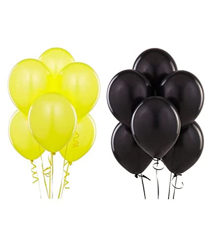 Metallic Shining Latex Balloons Yellow & Black Color(Pack of 50) - Image 2