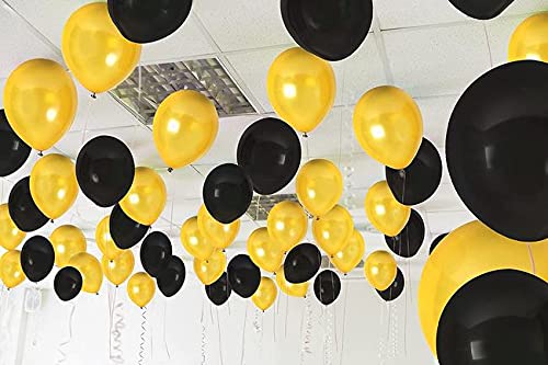 Metallic Shining Latex Balloons Yellow & Black Color(Pack of 50) - Image 5