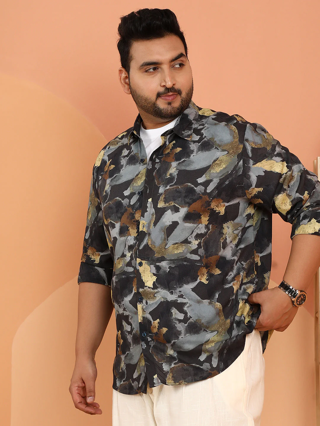 Metallic-Stained Floral Shirt - Image 3