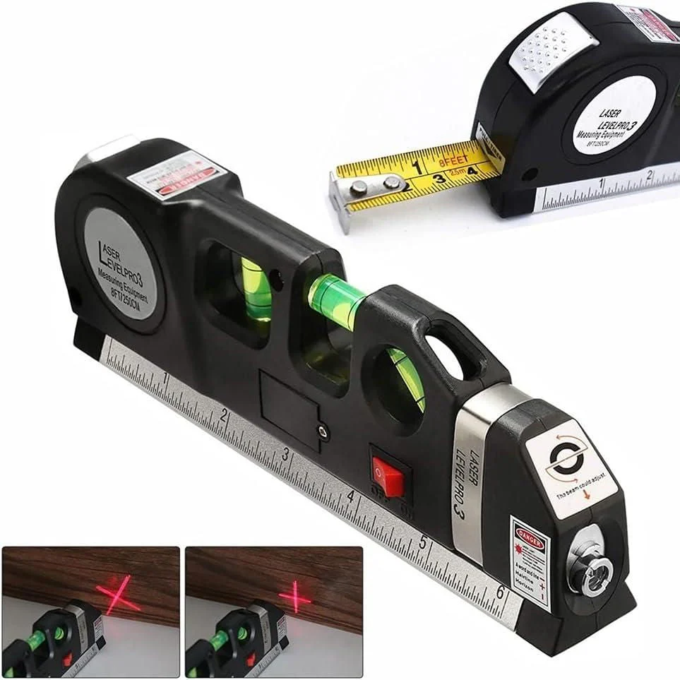 Metrix: 4-in-1 Multipurpose Laser Spirit Level with 8ft Measuring Tape, Built-in Bubble Level, Metric & Imperial Ruler for Picture Hanging & DIY Projects - Image 8