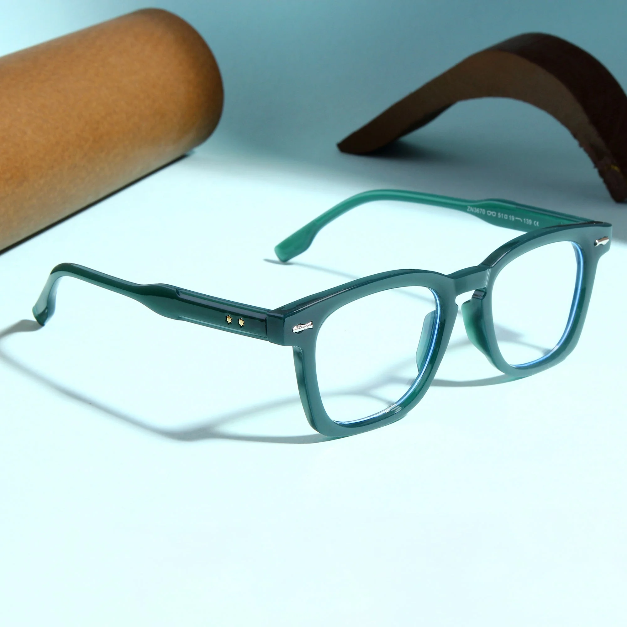 Michel Green Clear Square Sunglasses - Image 15