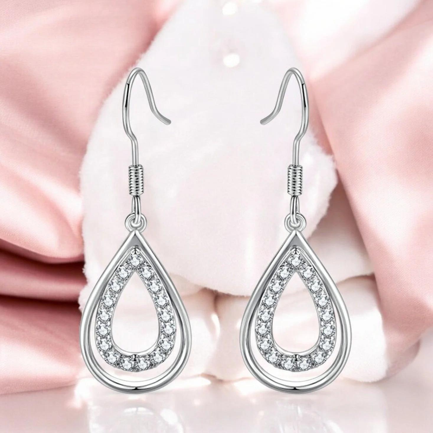 Micro Hollow Water Drop Earrings For Women And Girls Copper Drops & Danglers - Image 6