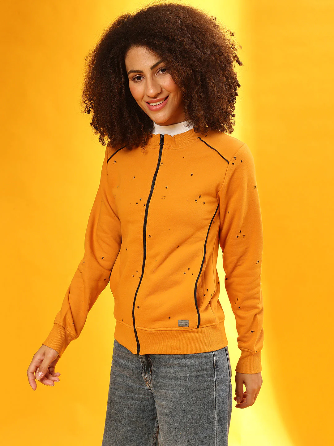 Micro Print Hoodie With Contrast Piping - Image 2