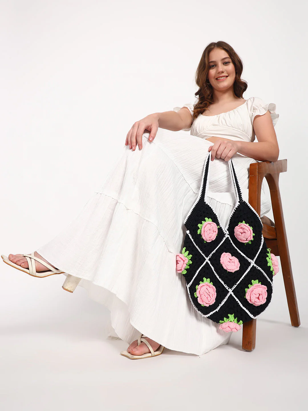 Midnight Bloom Crochet Handmade Bag