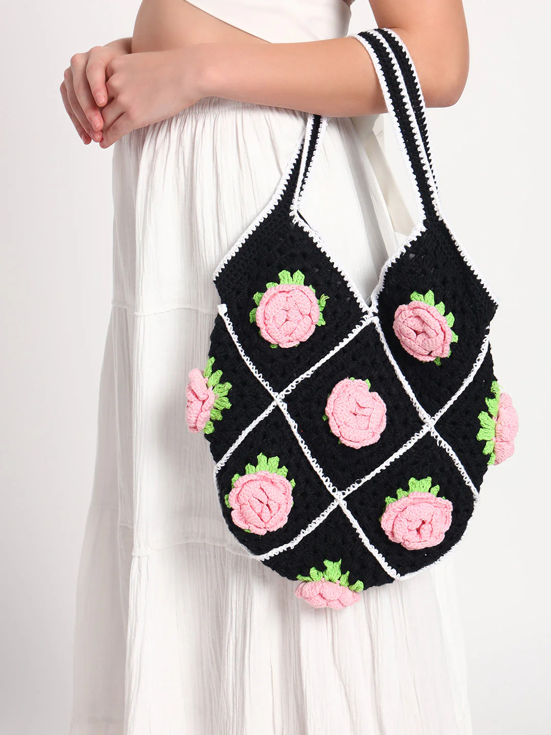 Midnight Bloom Crochet Handmade Bag - Image 6