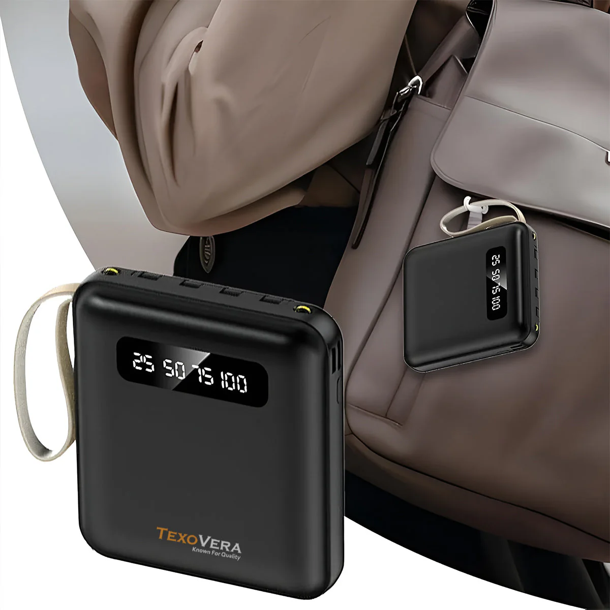 Mini 10000 mAh 18W Power Bank With 4 Cable attached - Image 6