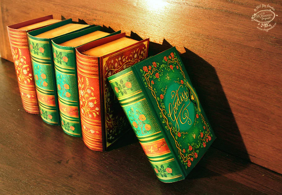 Mini Book Box: Green Design - DIY Paper Craft Kit - Image 5