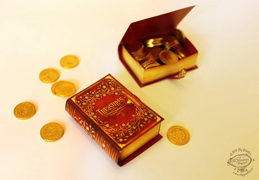 Mini Book Box: Red Design - DIY Paper Craft Kit - Image 2