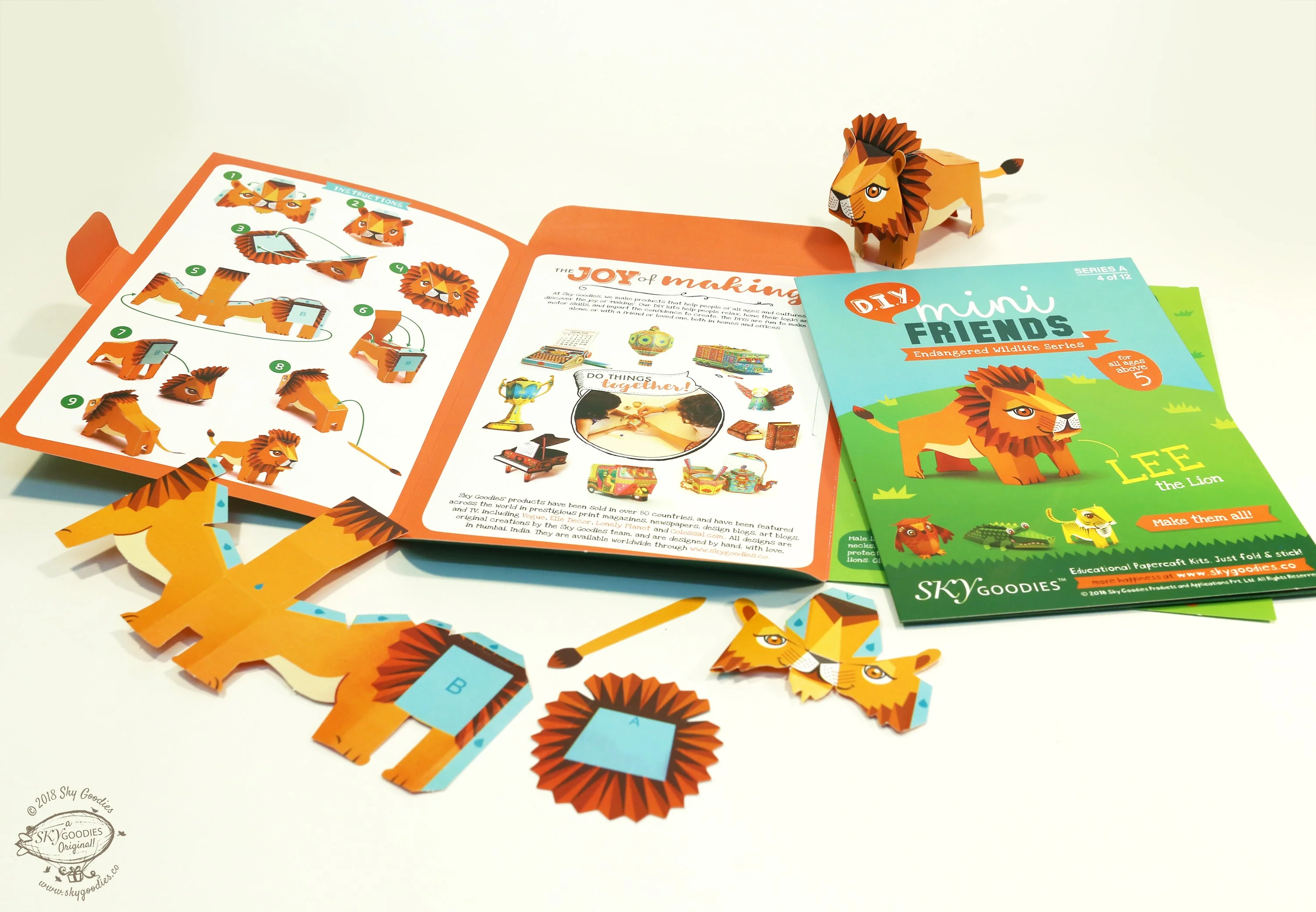 Mini Lion DIY Animal Paper Craft Kit - Image 4