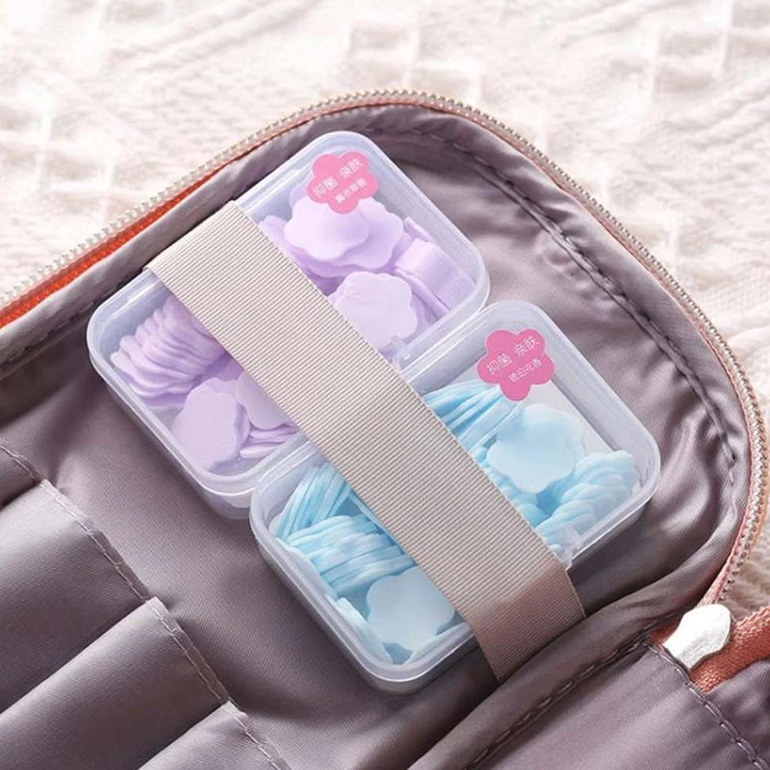 Mini Portable Travel Soap Paper Sheets Flower Shape (100 Pcs Set Approx / Mix Color) - Image 3