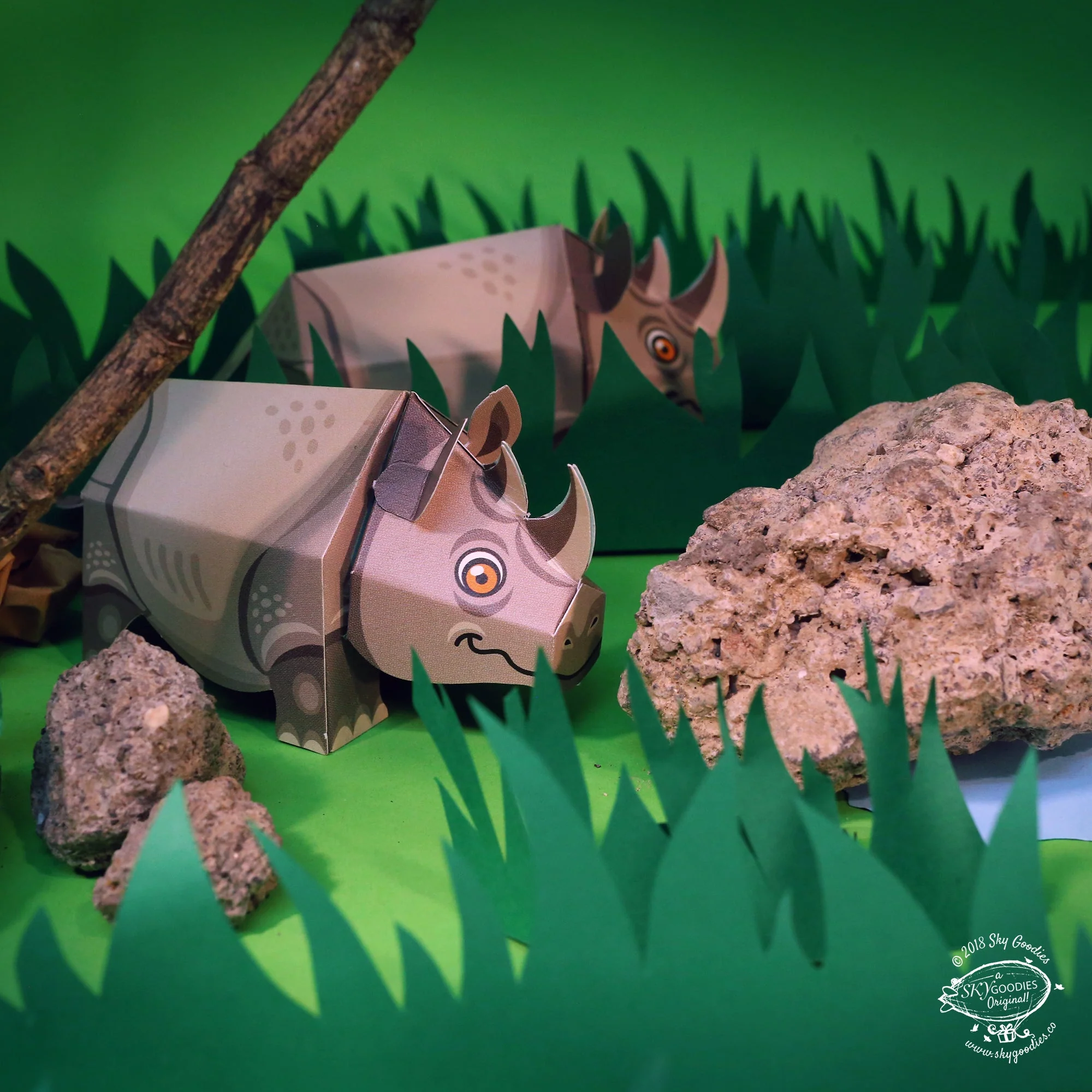 Mini Rhino DIY Animal Paper Craft Kit - Image 3