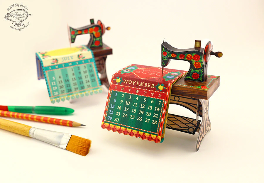 Mini Sewing Machine Desk Calendar 2025 DIY Paper Craft Kit - Image 7