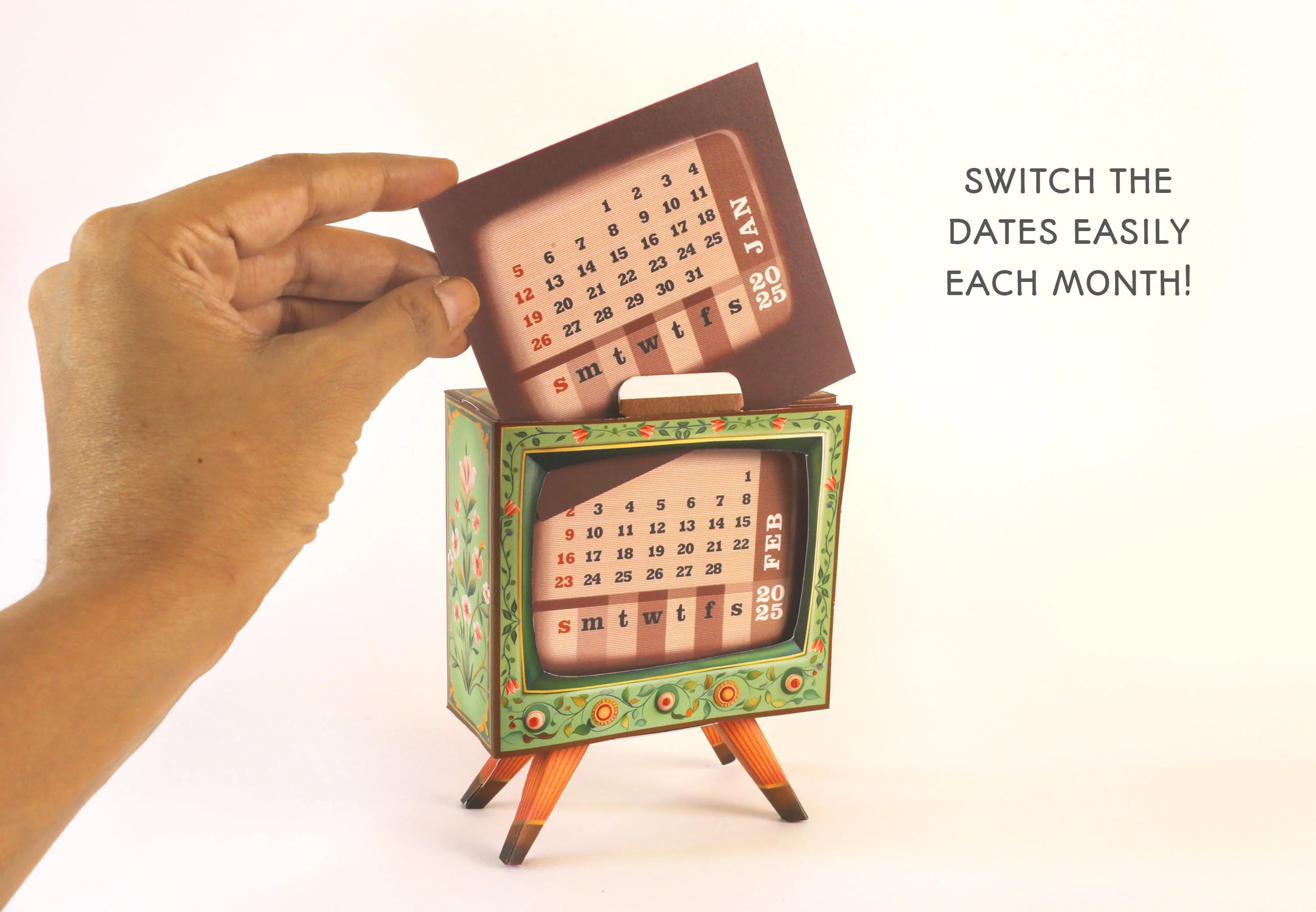 Mini TV Desk Calendar 2025 DIY Paper Craft Kit - Image 7