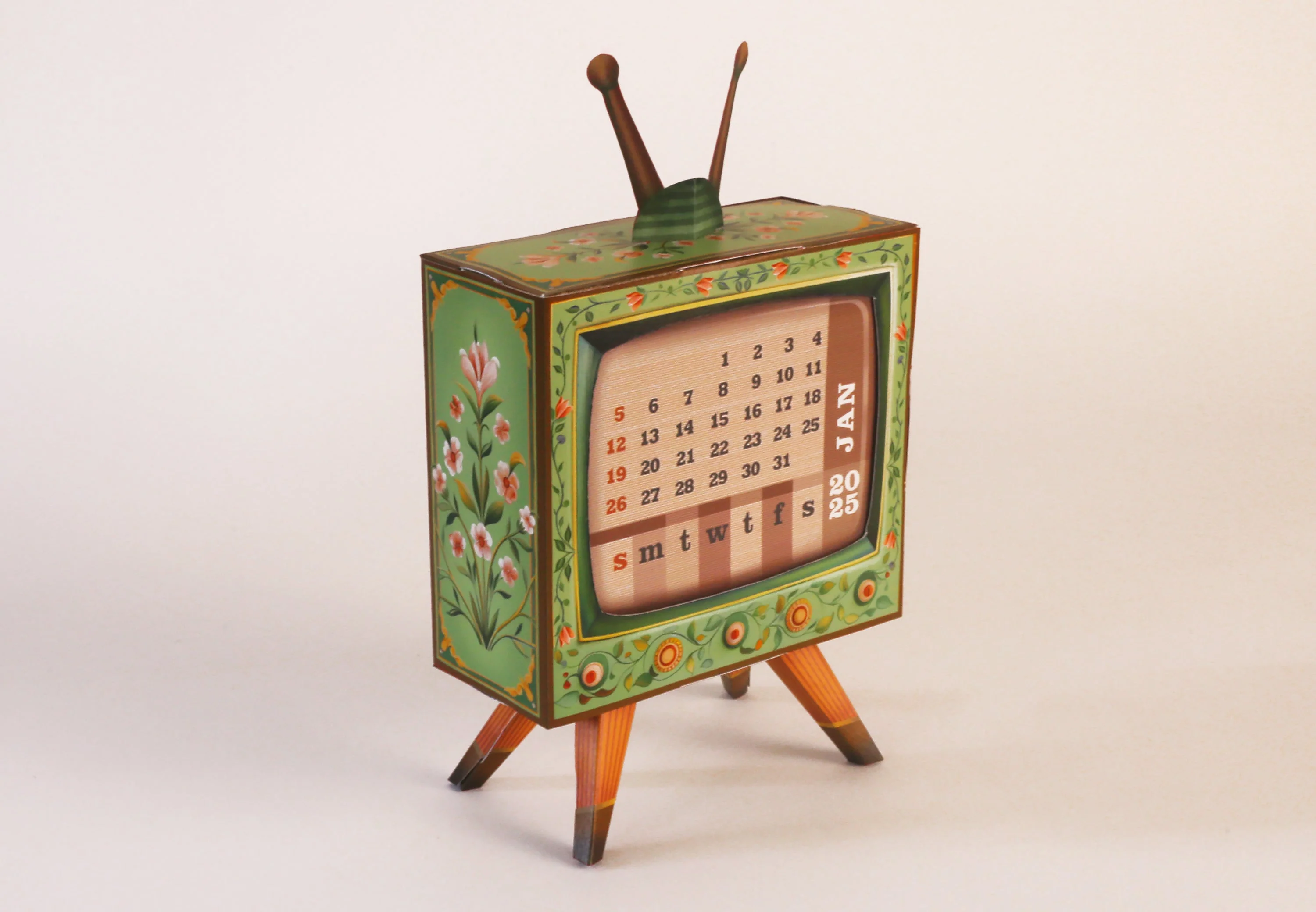Mini TV Desk Calendar 2025 DIY Paper Craft Kit - Image 9