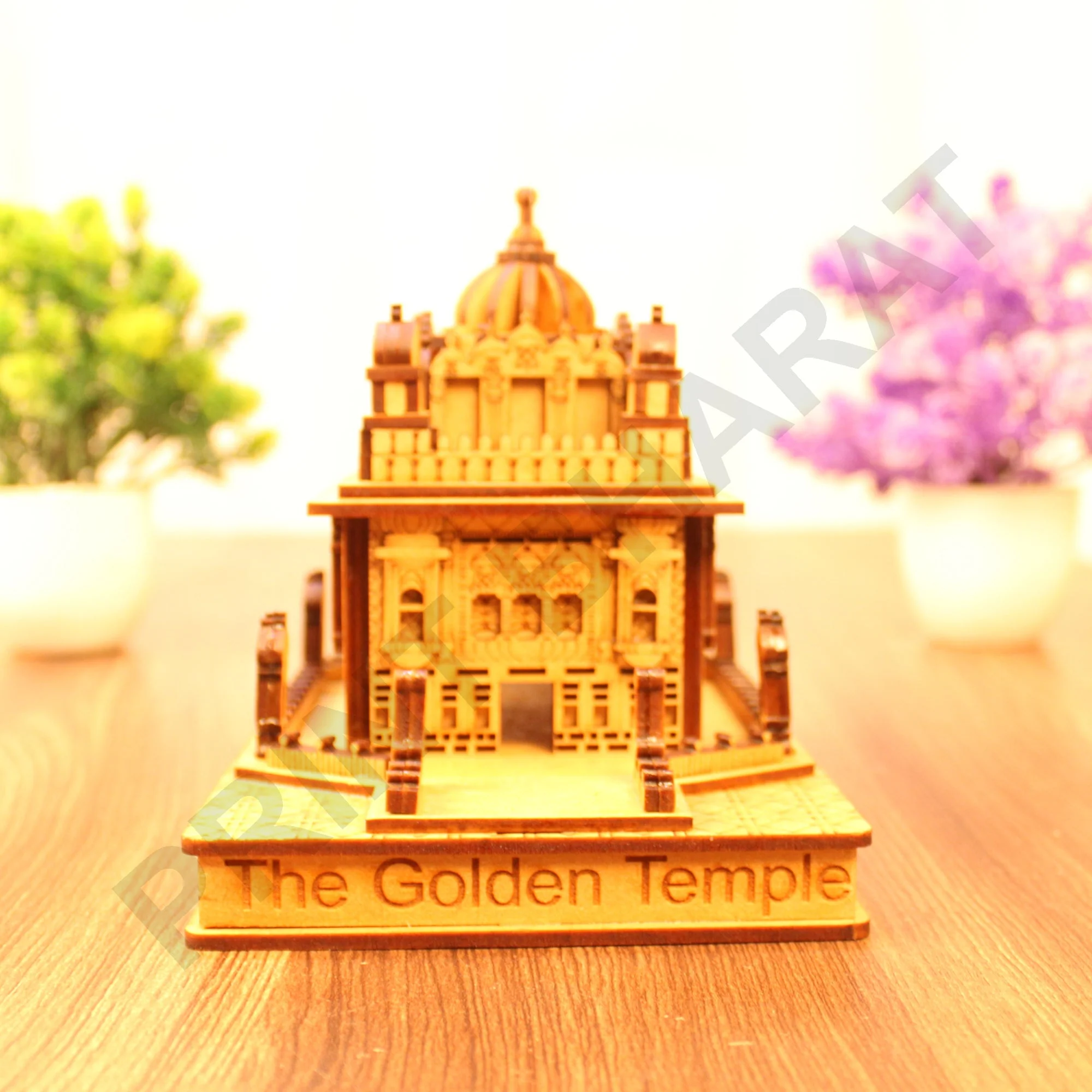 Miniature Temple Handmade, Golden Tample -3D Replica, Religious Gifts, Indian Pooja Decor, Home Decor Length: 16 cm,Widht: 10.5 cm,Height: 12 cm - Image 2
