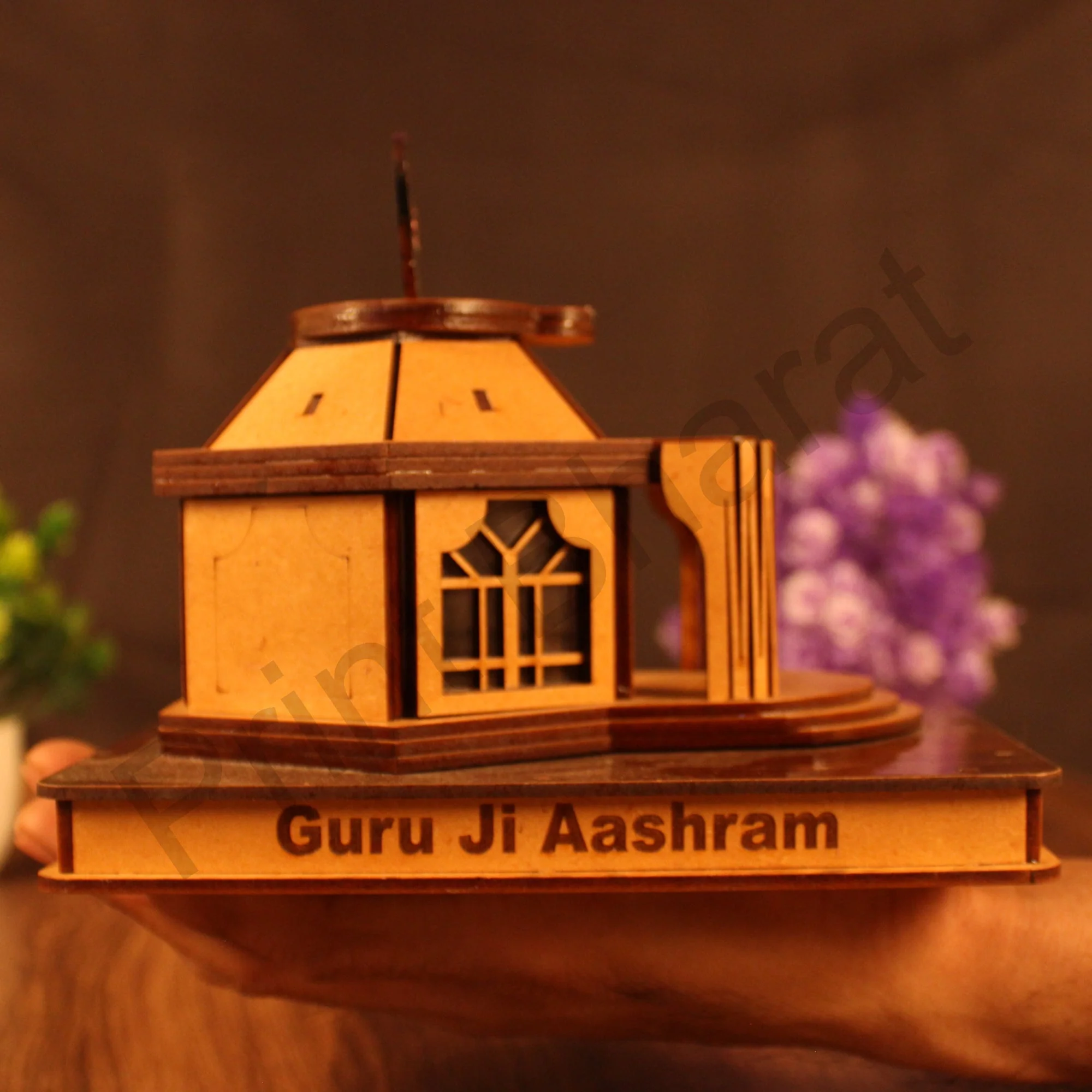 Miniature Temple Handmade,Guru Ji Ashram Temple -3D Replica, Religious Gifts, Indian Pooja Decor, Home Decor Length: 16 cm,Widht: 11.5cm,Height: 16 cm - Image 7