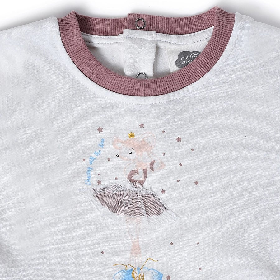 Misty Ballerina White Baby Girl Sweatshirt & Pajama Set - Image 4