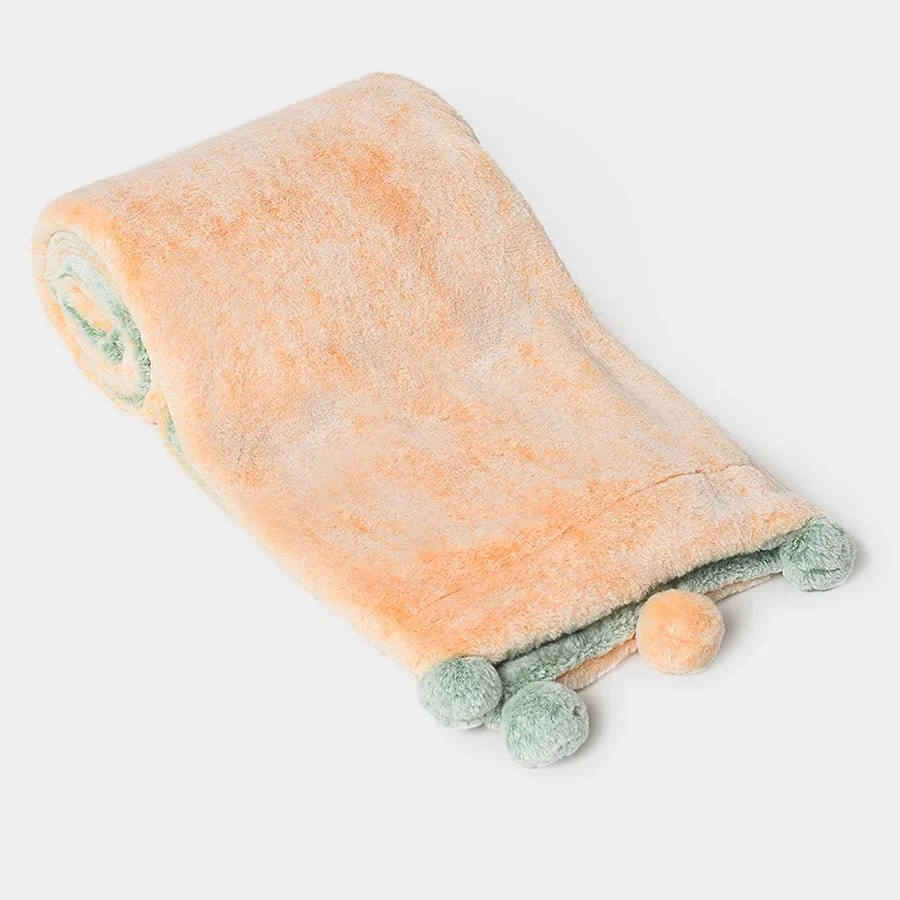 Misty Blonde Peach & Green Reversible Winter Blanket For Newborn Baby - Image 2