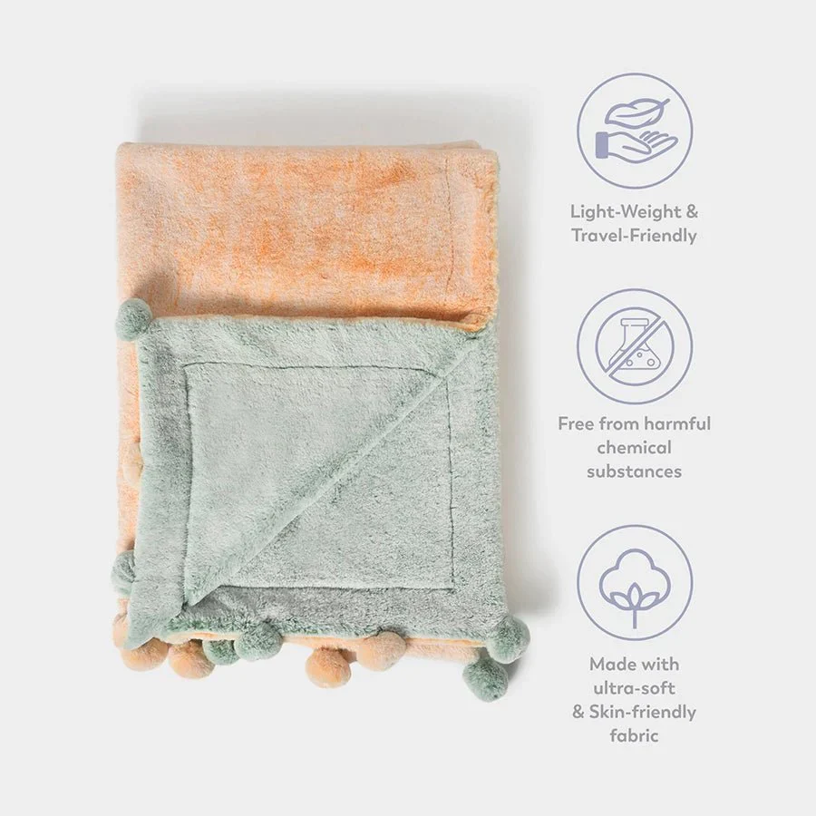 Misty Blonde Peach & Green Reversible Winter Blanket For Newborn Baby - Image 8