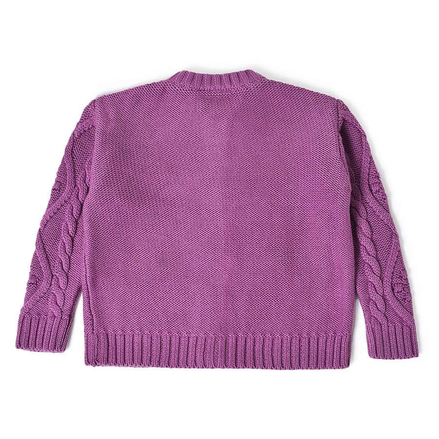 Misty Chunky Knitted Cardigan Baby Sweater For Girls Purple - Image 3