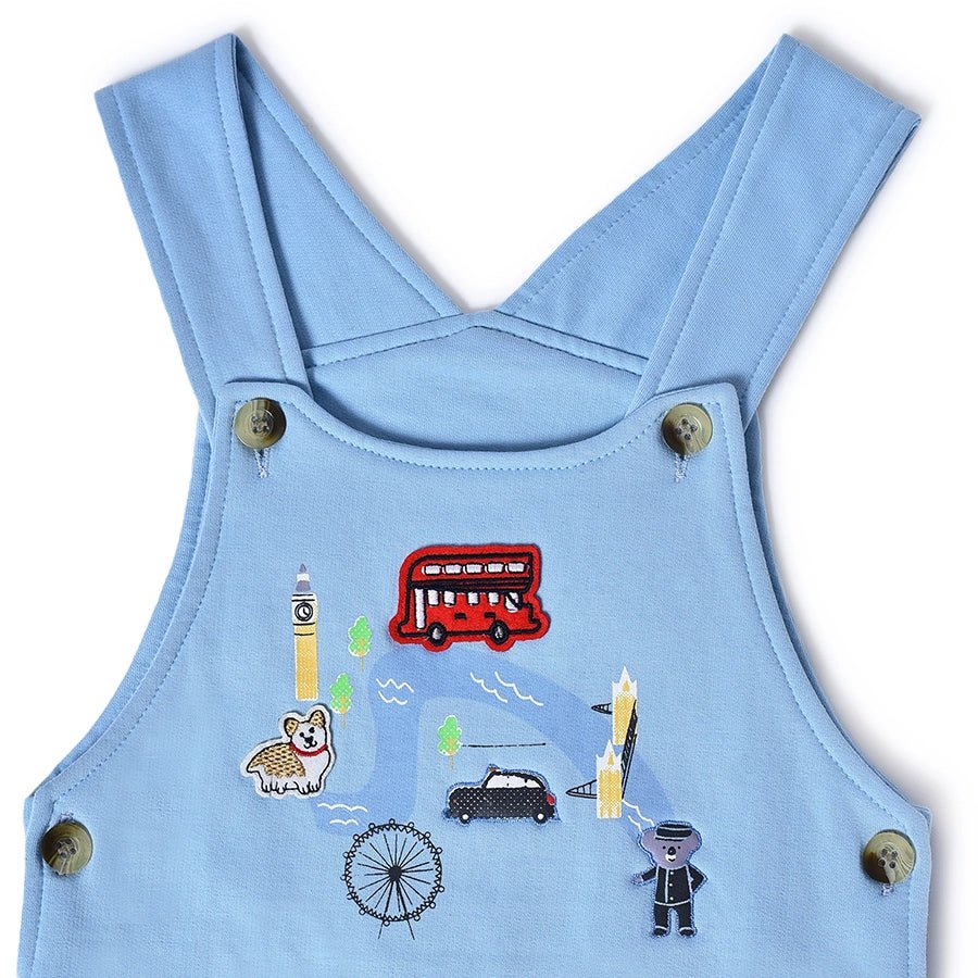 Misty Clear Sky Brushed Fleece Baby Dungaree Set - Image 12