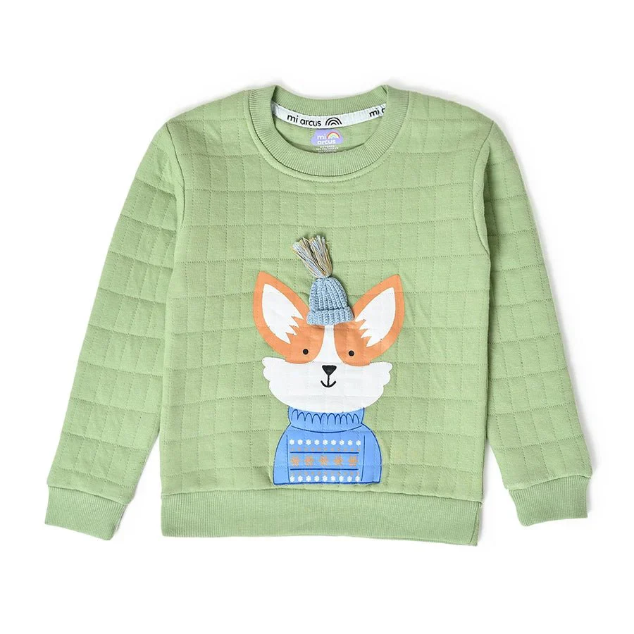 Misty Corgi Quilted Green Baby Girl Sweatshirt & Pajama Set - Image 2
