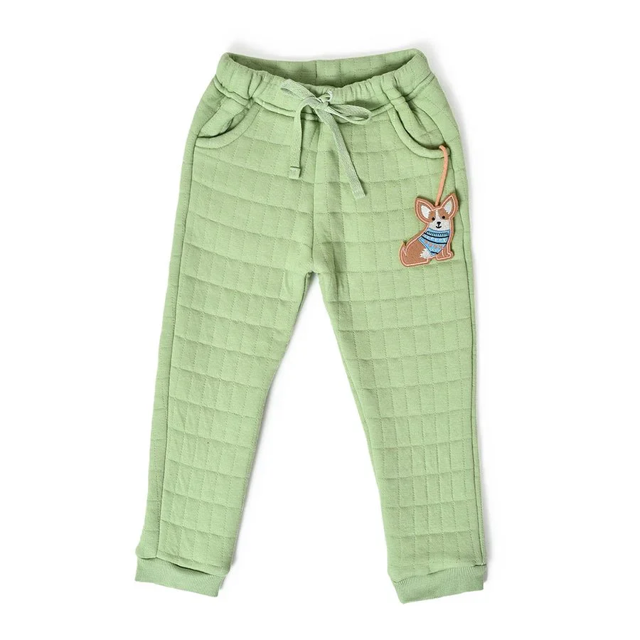 Misty Corgi Quilted Green Baby Girl Sweatshirt & Pajama Set - Image 9