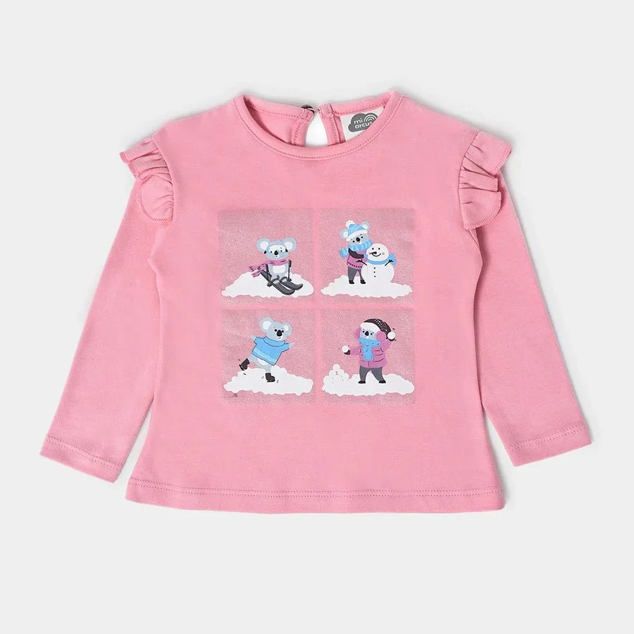 Misty Flounce Trimmed Printed Top For Baby Girl - Image 2