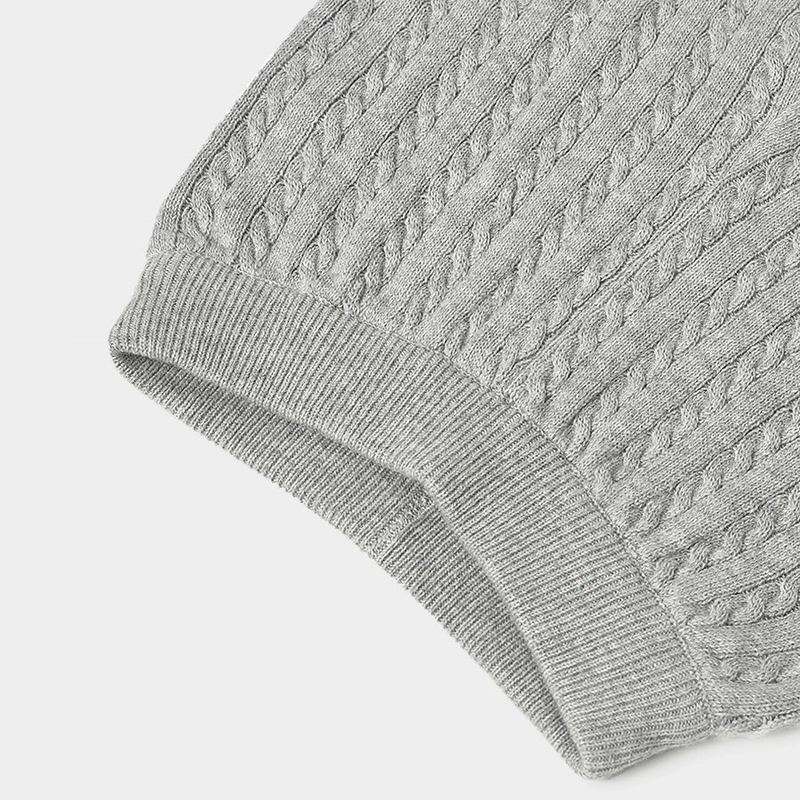 Misty Grey Knitted Bab Girl Cardigan With Pyjama Set - Image 14