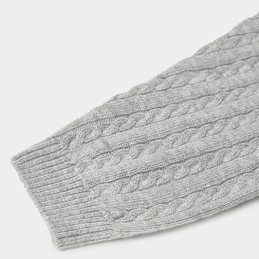 Misty Grey Knitted Bab Girl Cardigan With Pyjama Set - Image 15