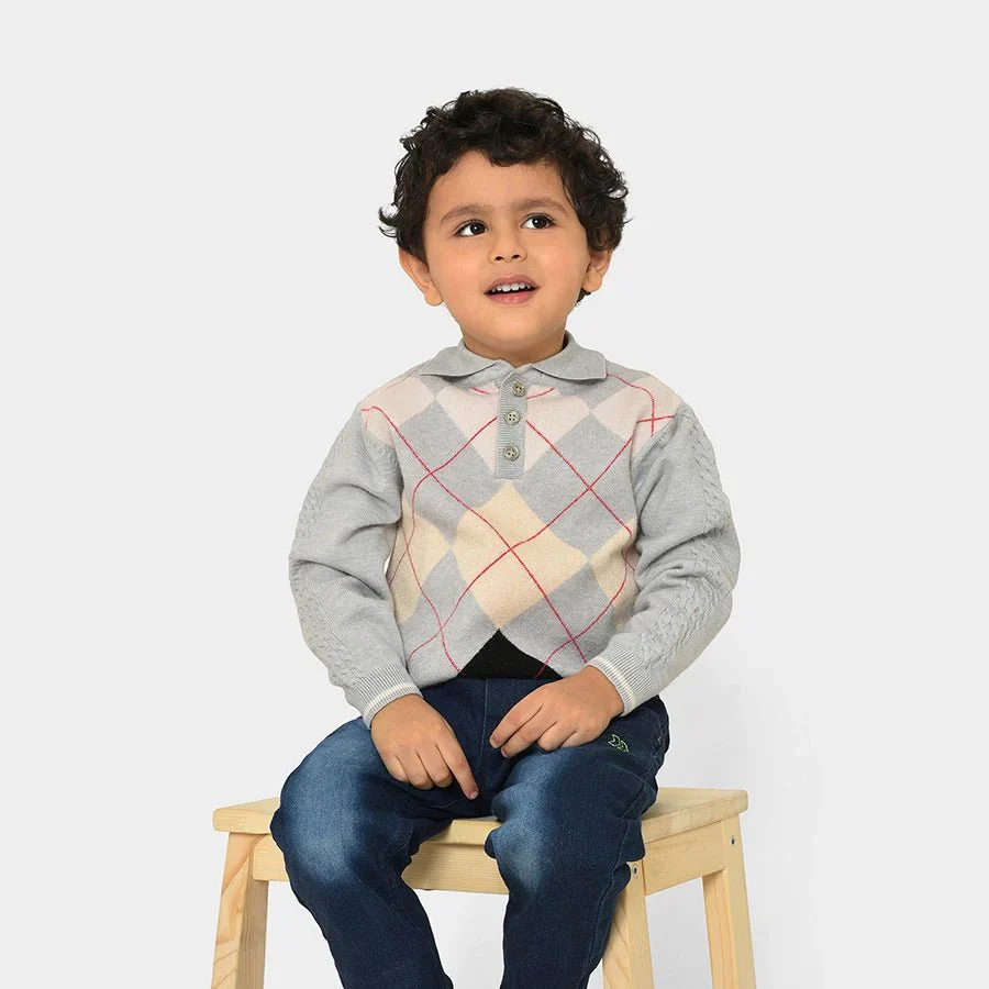 Misty Knitted Full Sleeve Grey Baby Sweater - Image 3