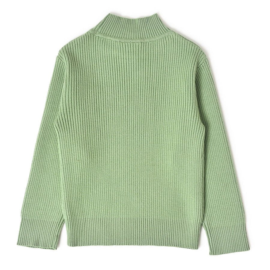 Misty Knitted Girls Kids Thermal Green Top With Turtle Neck - Image 4