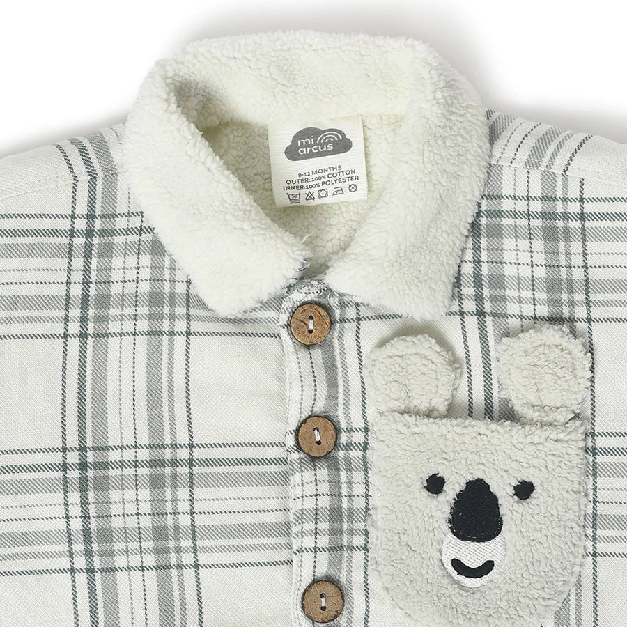 Misty Light Green Check Shirt For Kids - Image 4