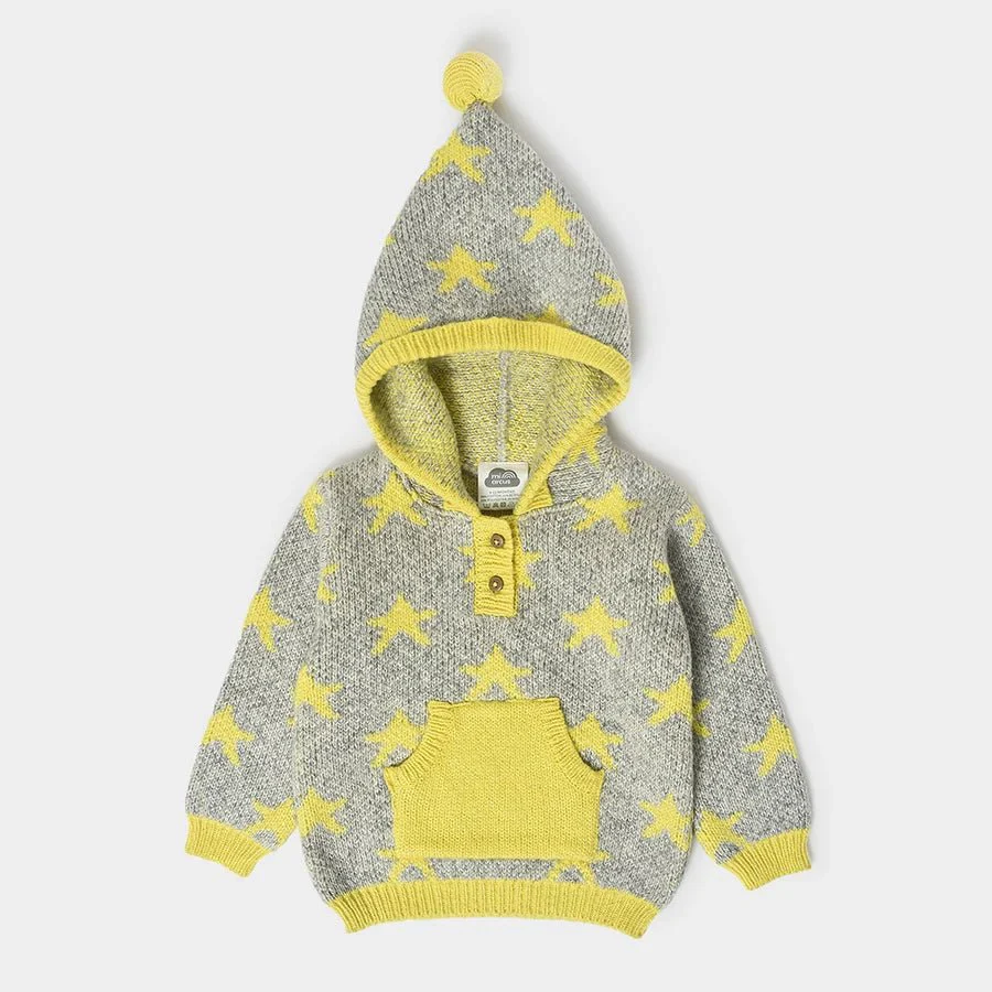 Misty Printed Yellow Baby Hooded Sweater