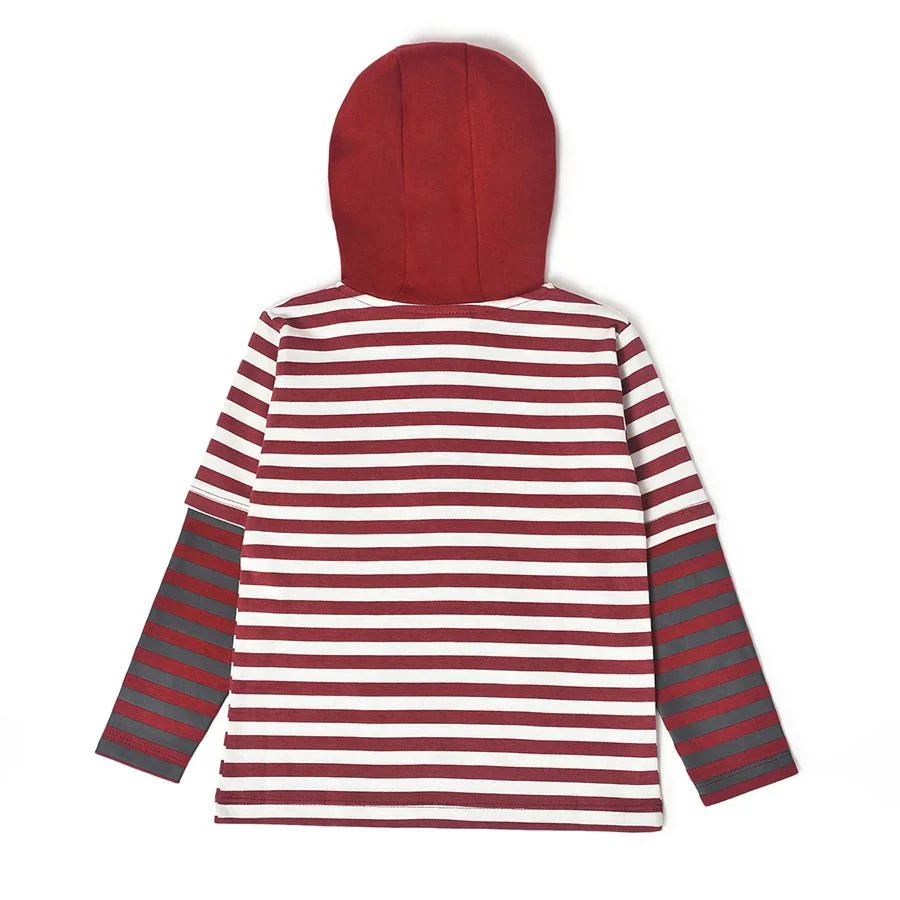 Misty Red Baby Hooded Polo T-Shirt - Image 3