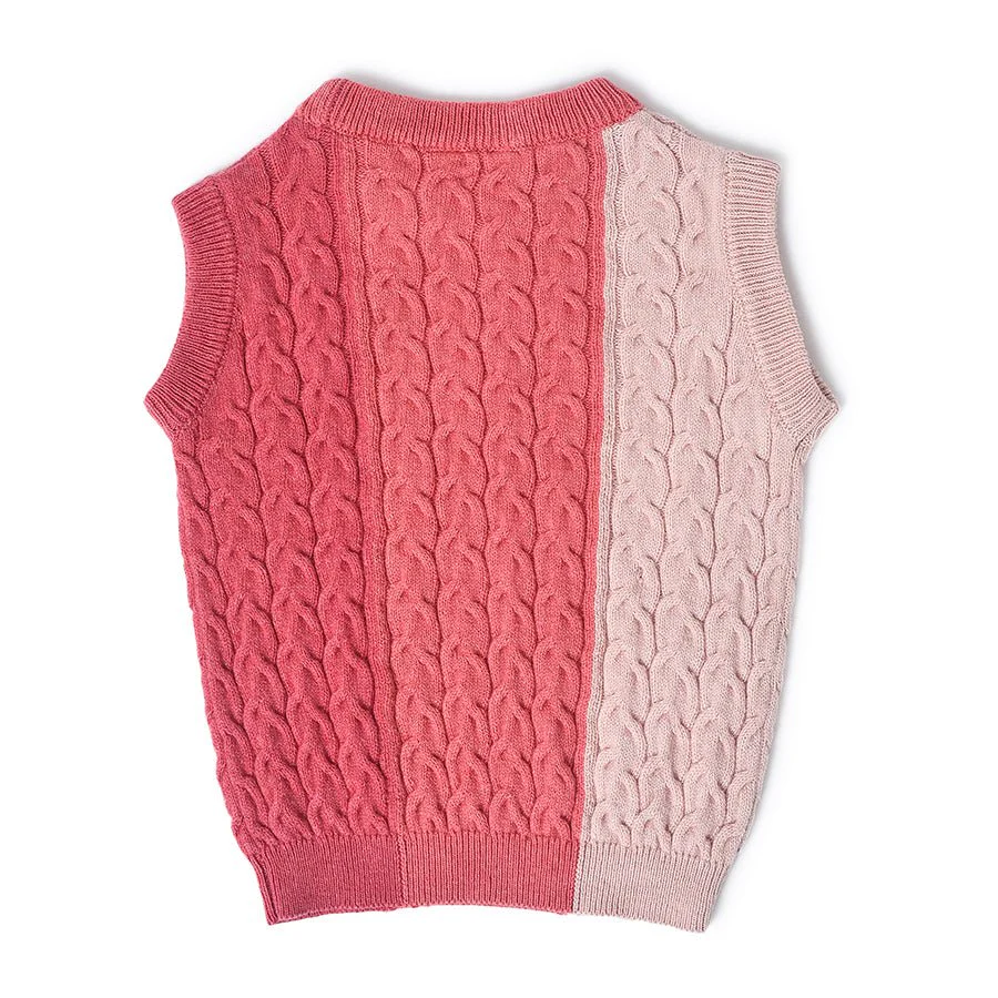 Misty Rose Sleeveless Knitted Baby Sweater For Kids - Image 3