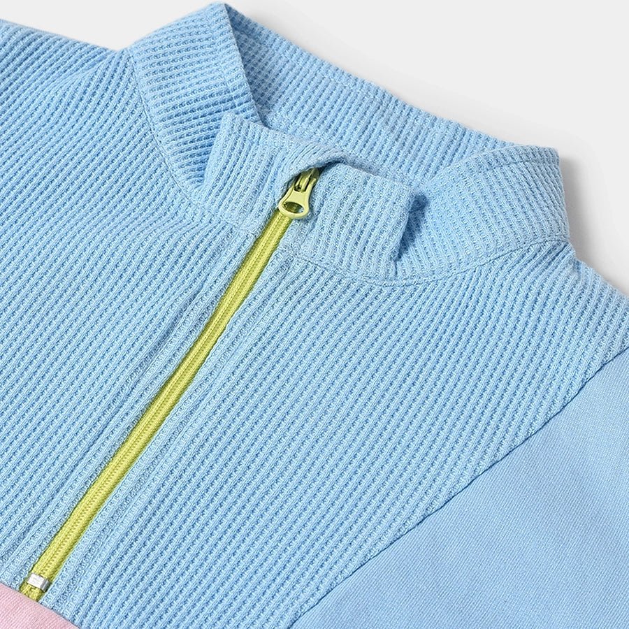 Misty Sky Blue Baby Sweatshirt With Pajama Set - Image 5