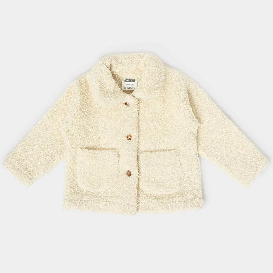 Misty Solid Cream Winter Baby Jacket For Winter - Image 2