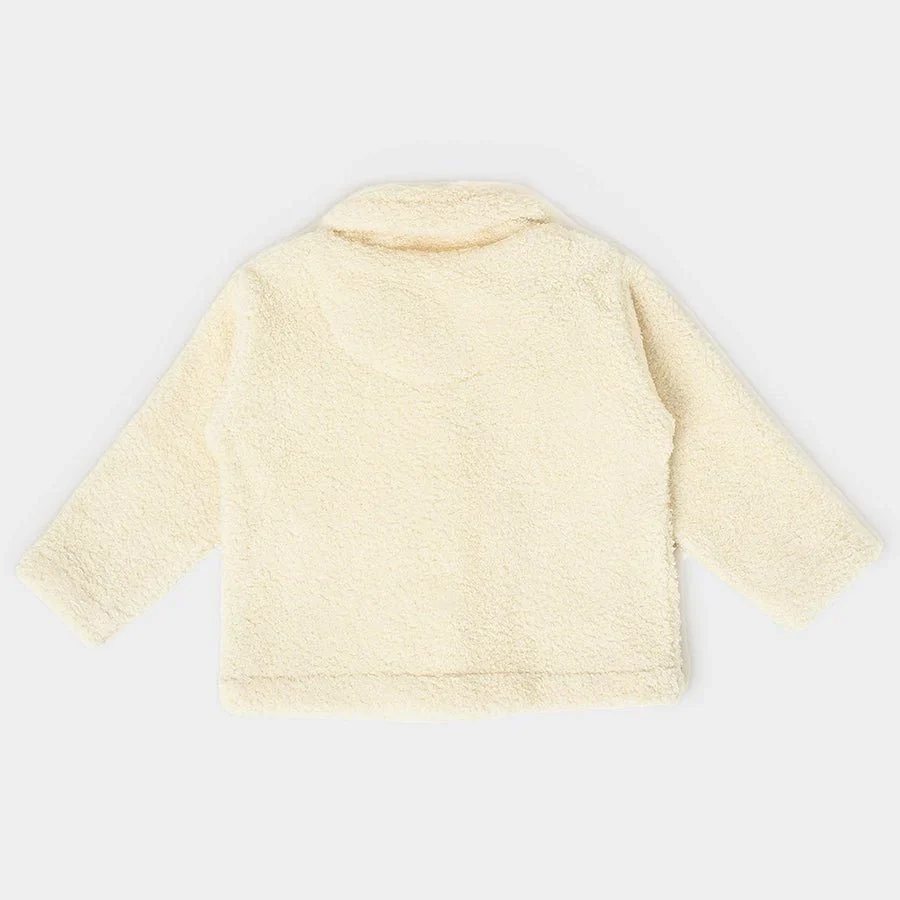 Misty Solid Cream Winter Baby Jacket For Winter - Image 3