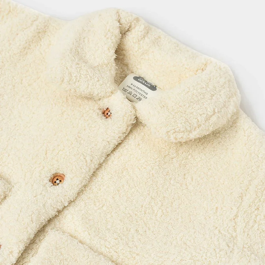 Misty Solid Cream Winter Baby Jacket For Winter - Image 5