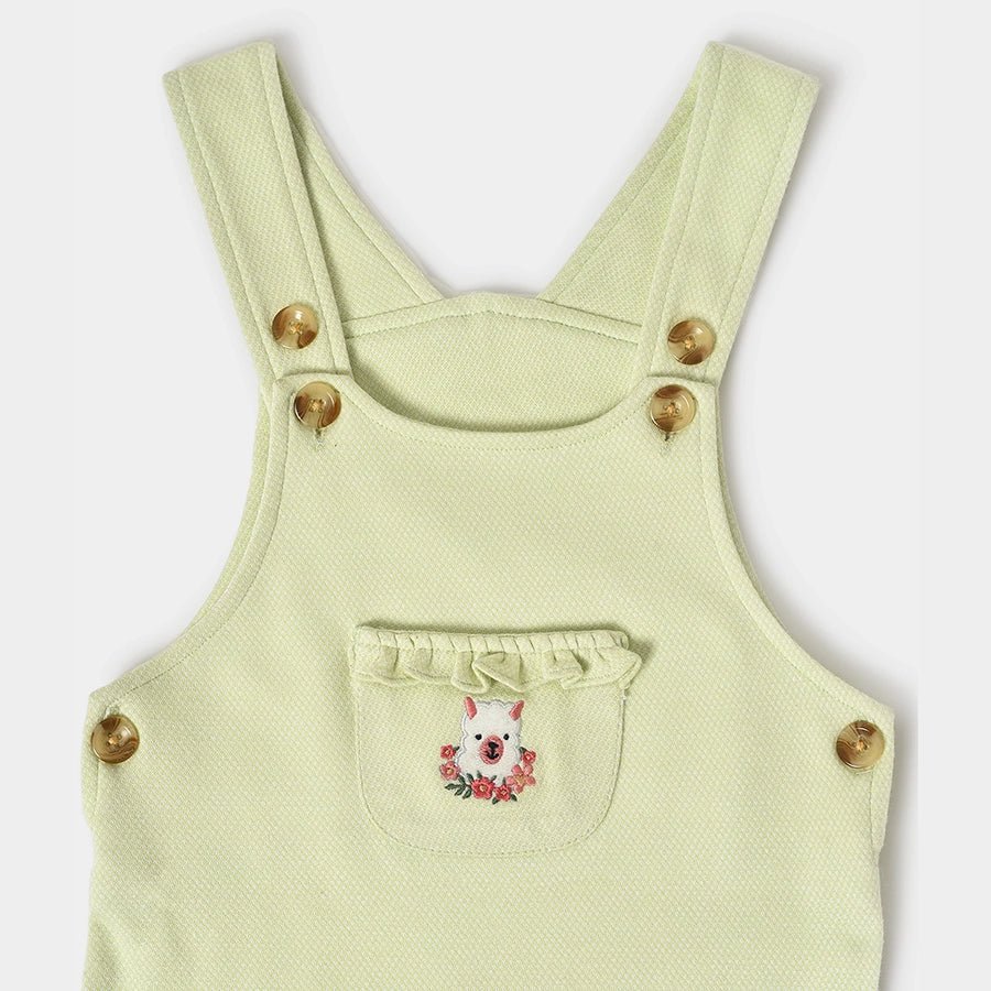 Misty White Romper With Light Green Baby Dungaree Set - Image 12
