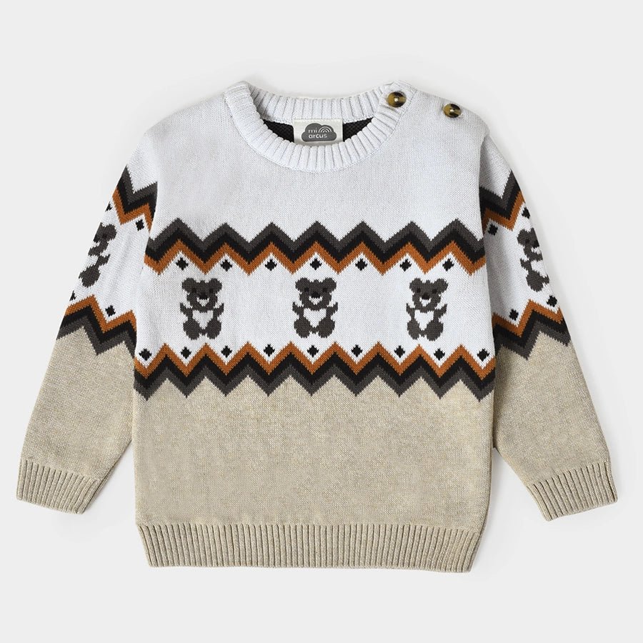 Misty Zig Zag Knitted White Baby Boy Sweater