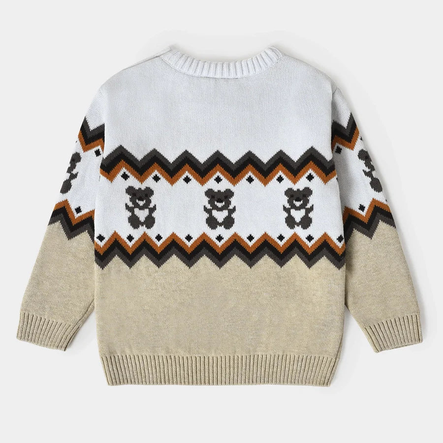 Misty Zig Zag Knitted White Baby Boy Sweater - Image 3