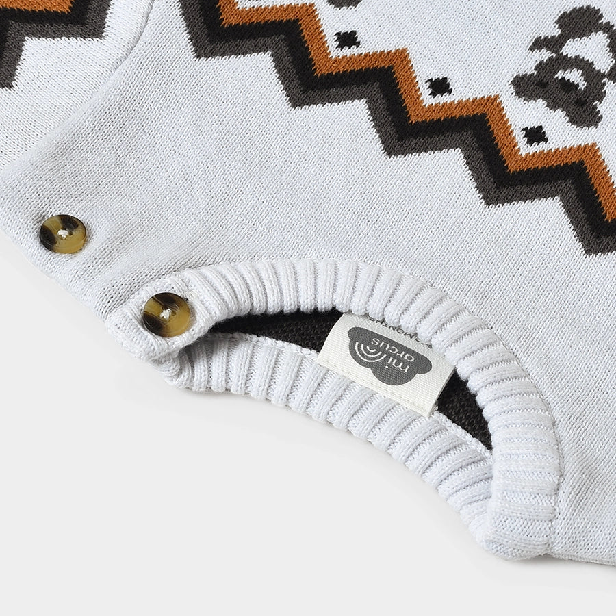 Misty Zig Zag Knitted White Baby Boy Sweater - Image 6