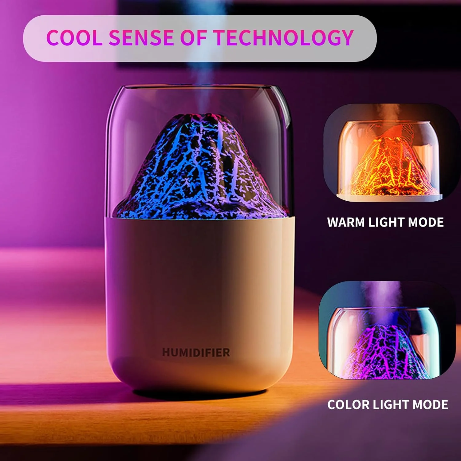 Mistyc: 300ml Mini Volcano Humidifier with USB Power, Dual Mist Modes & Auto Shut-Off for Home, Office & Travel - Image 4