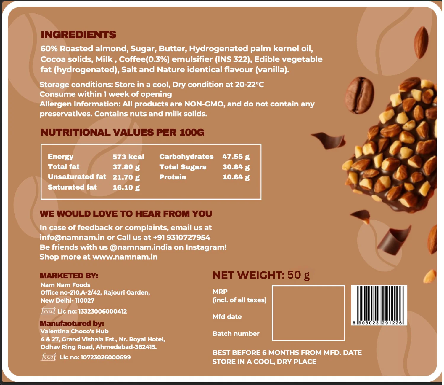 Mocha Almond Brittle Trial Pack(Made with 60 % Almonds) - Image 7